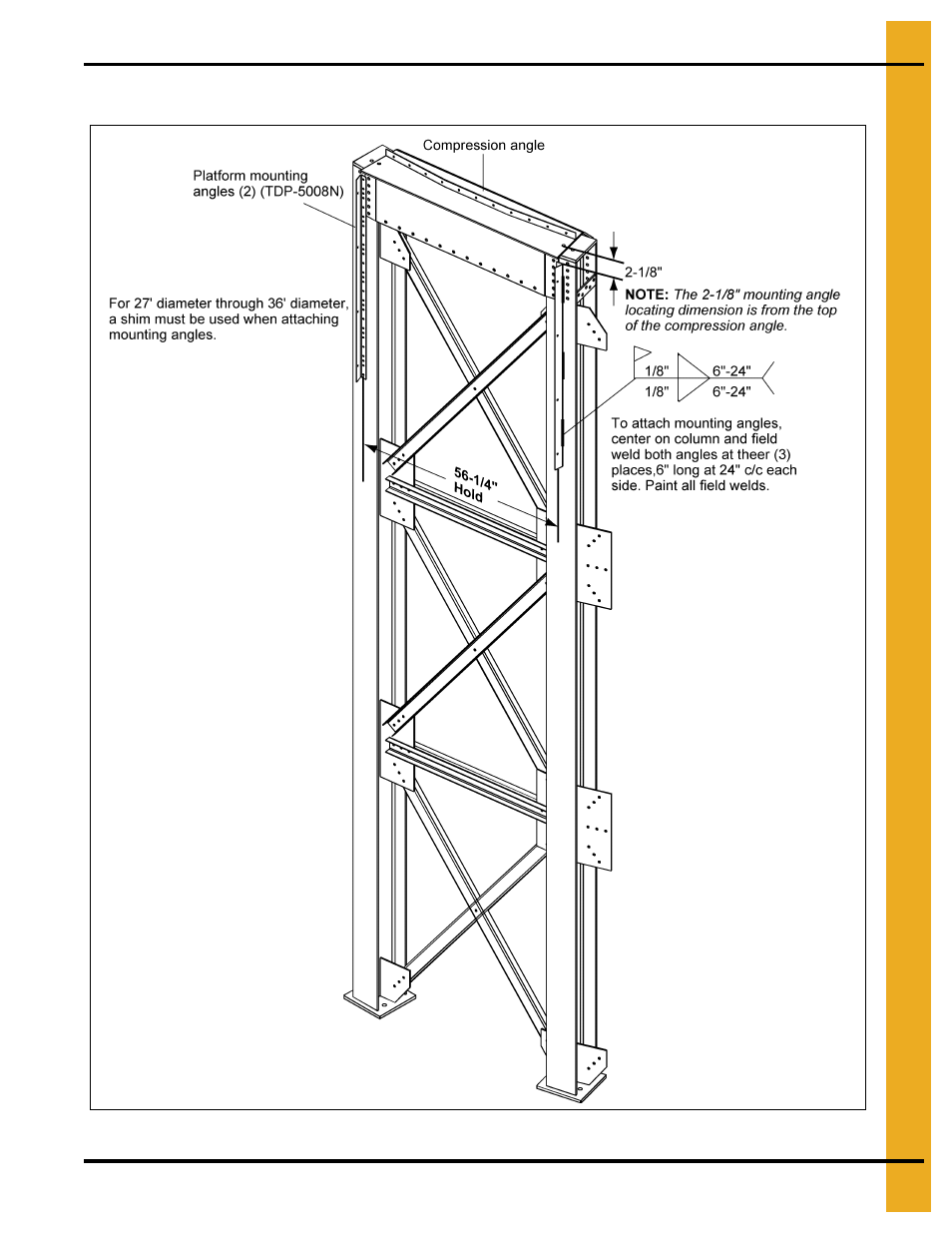 Access door platform mounting angle installation | Grain Systems Bin Accessories PNEG-1451 User Manual | Page 59 / 102