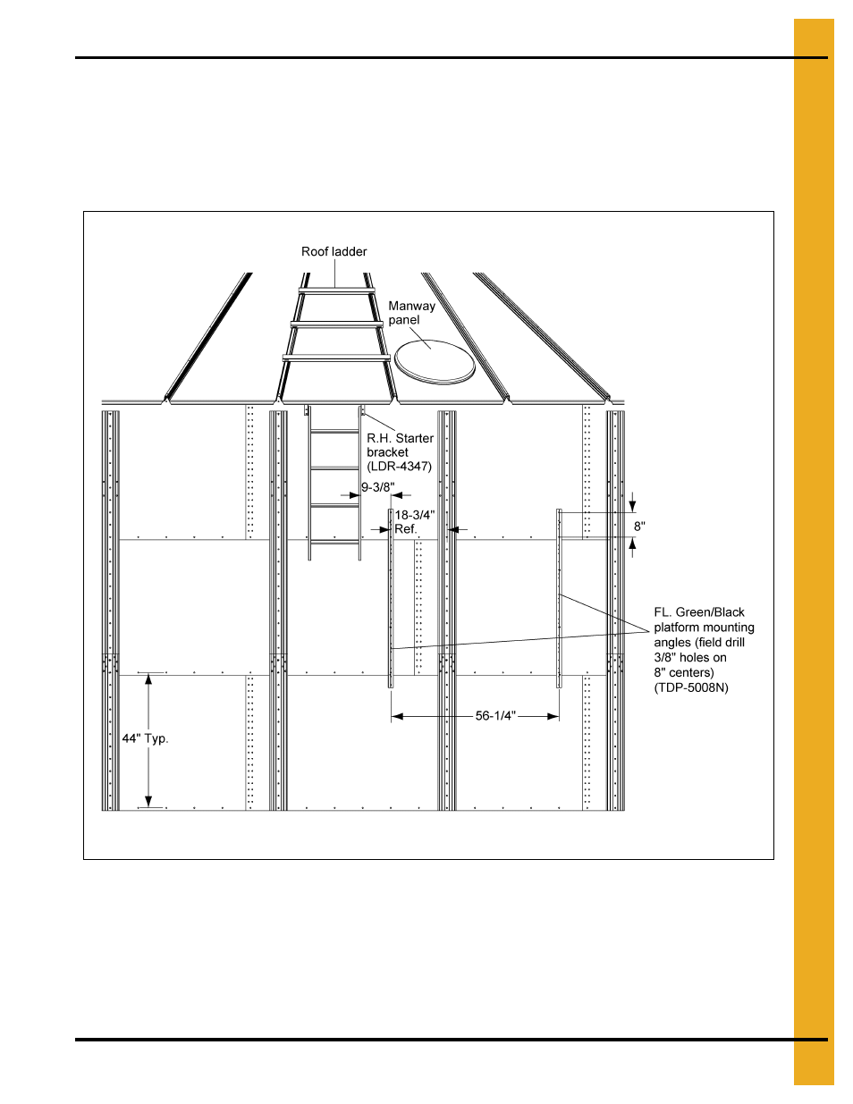 Eave platform mounting angle installation | Grain Systems Bin Accessories PNEG-1451 User Manual | Page 71 / 102