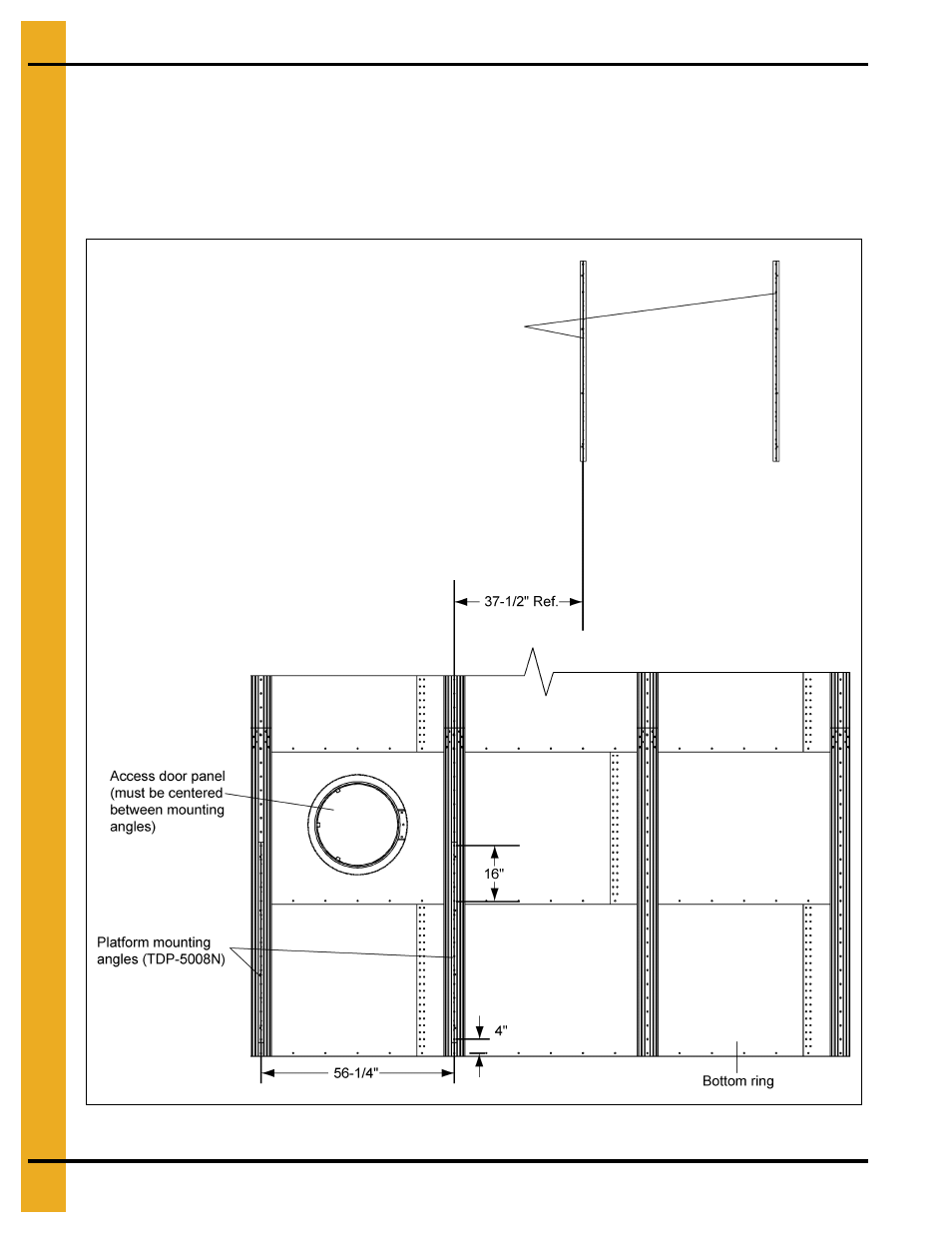 Access door platform mounting angle installation | Grain Systems Bin Accessories PNEG-1451 User Manual | Page 76 / 102