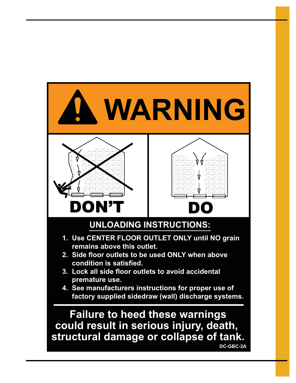 Warning, Don’t do | Grain Systems Tanks PNEG-1095 User Manual | Page 13 / 76