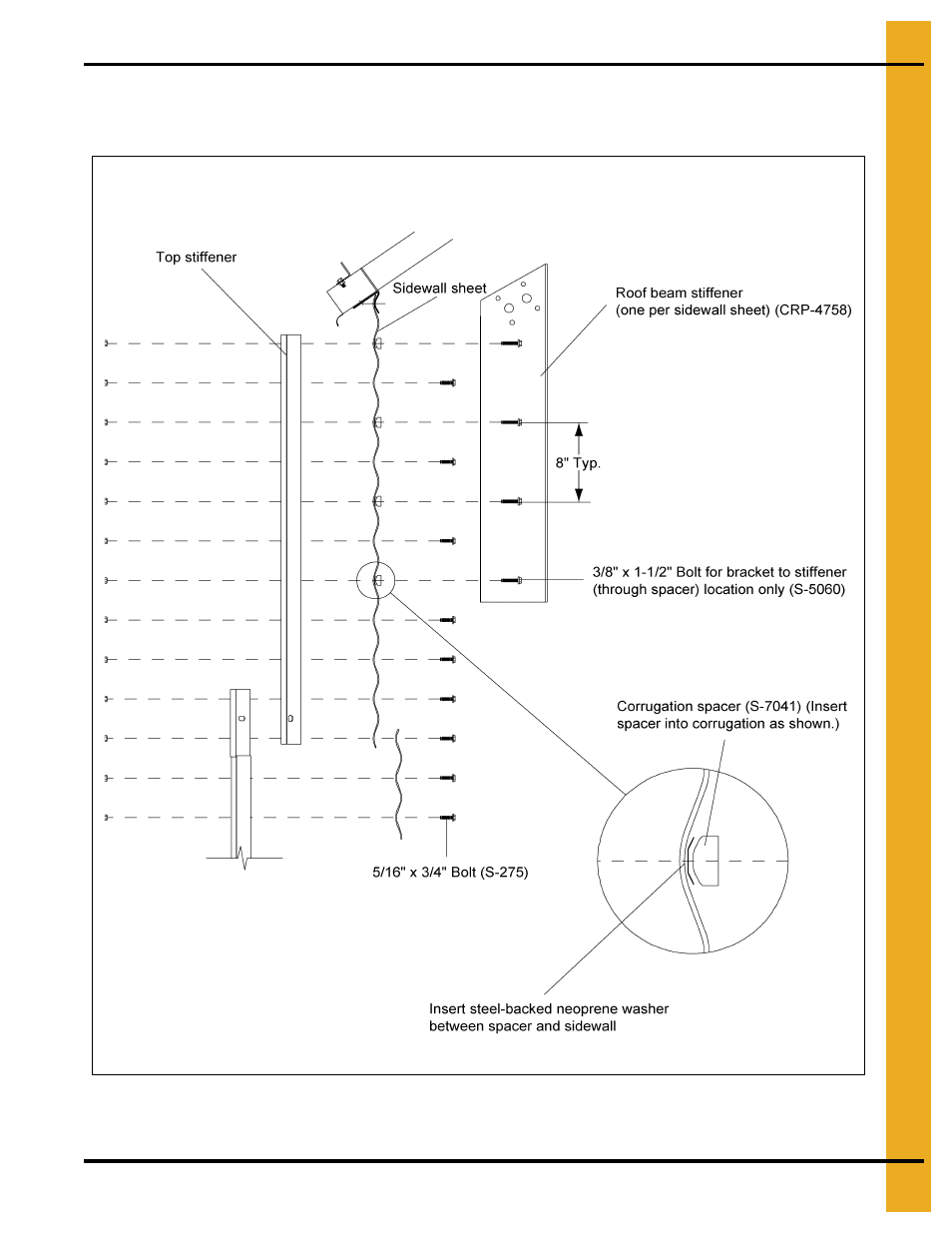 42' through 60' commercial roof stiffener detail | Grain Systems Tanks PNEG-1095 User Manual | Page 49 / 76