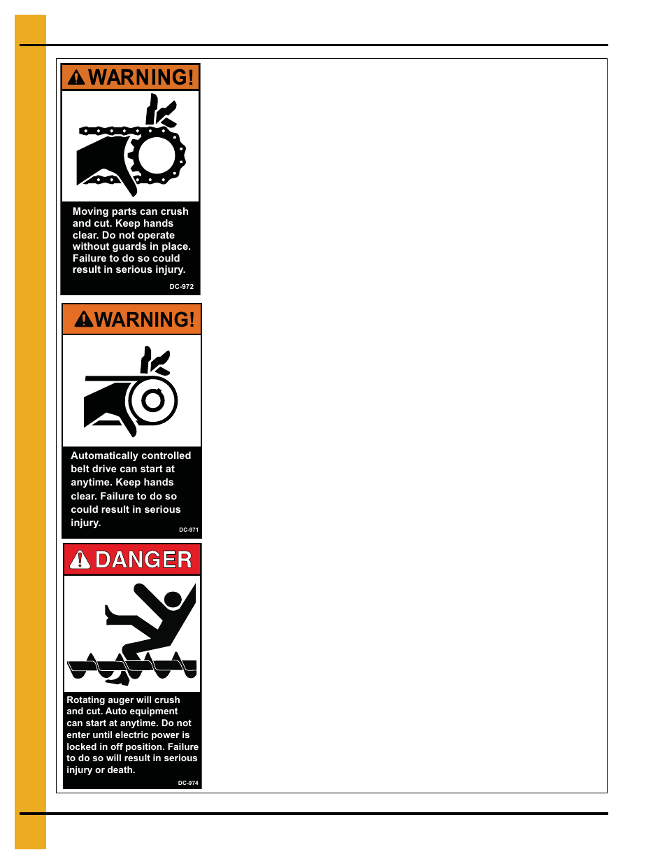 Warning, Safety alert decals | Grain Systems PNEG-338 User Manual | Page 10 / 32