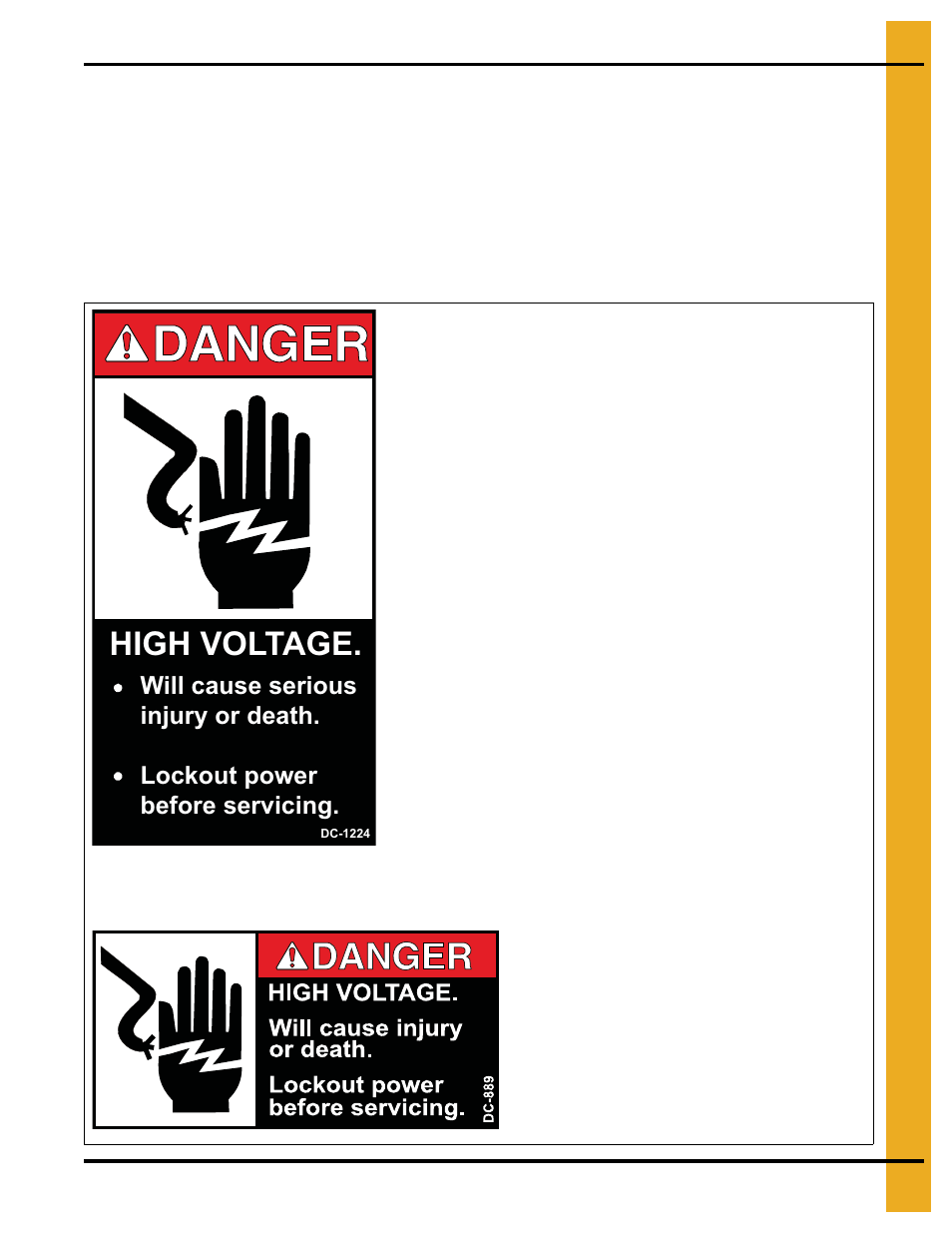 Safety alert decals, Chapter 3 safety alert decals, High voltage | Grain Systems PNEG-338 User Manual | Page 9 / 32