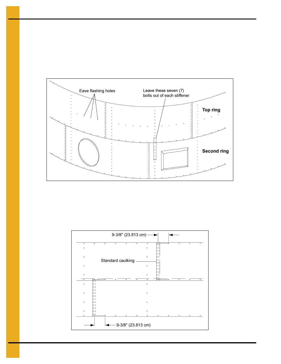 Caulking detail, Sidewall erection instructions (continued) | Grain Systems PNEG-1276 User Manual | Page 24 / 78