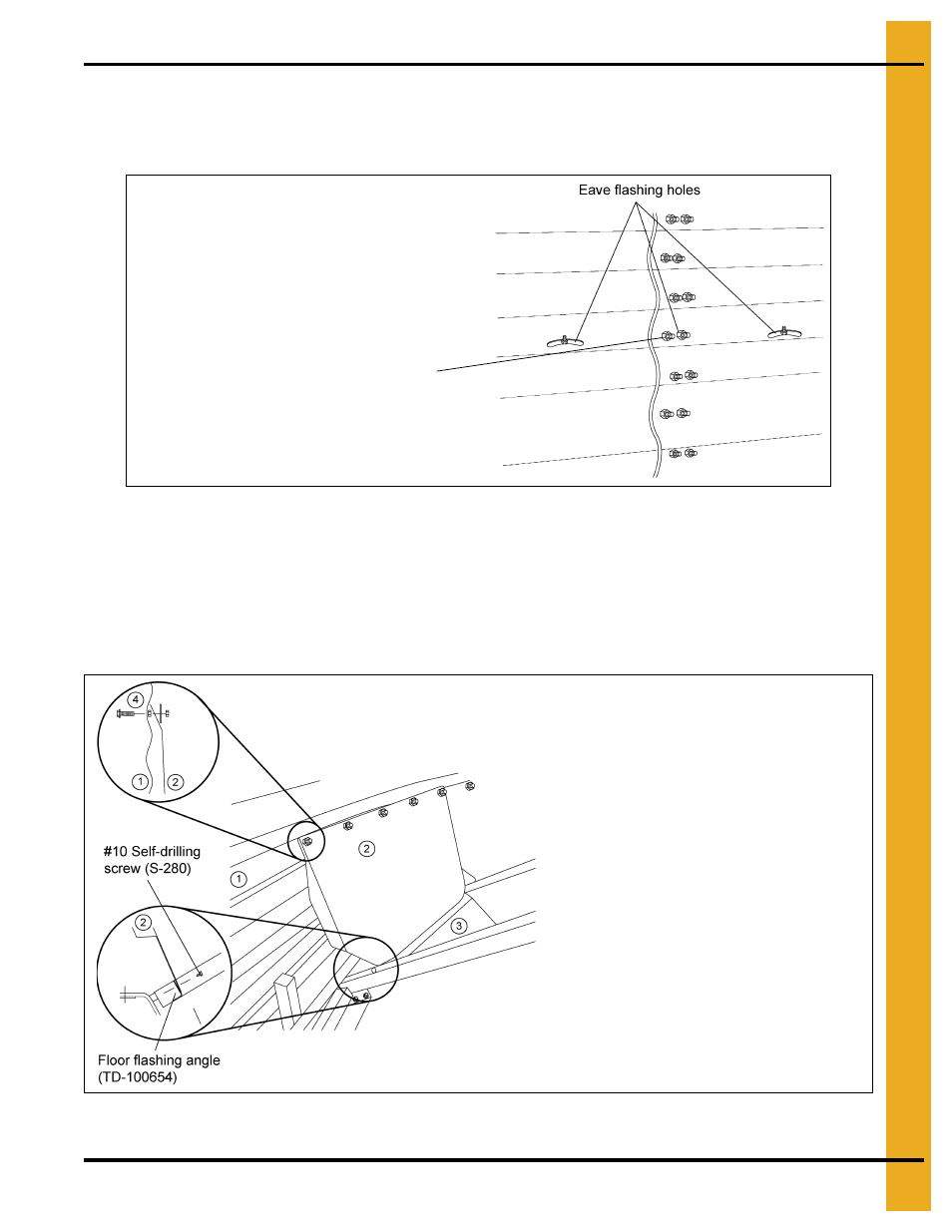 Flashing bolt installation, Eave flashing installation | Grain Systems PNEG-1276 User Manual | Page 41 / 78