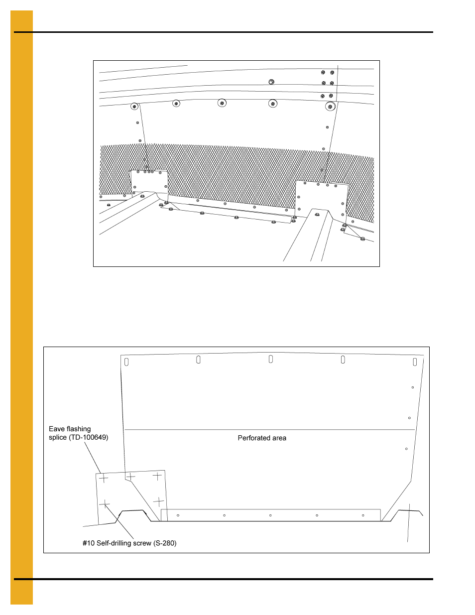 Eave flashing splice, Eave flashing installation (continued) | Grain Systems PNEG-1276 User Manual | Page 42 / 78