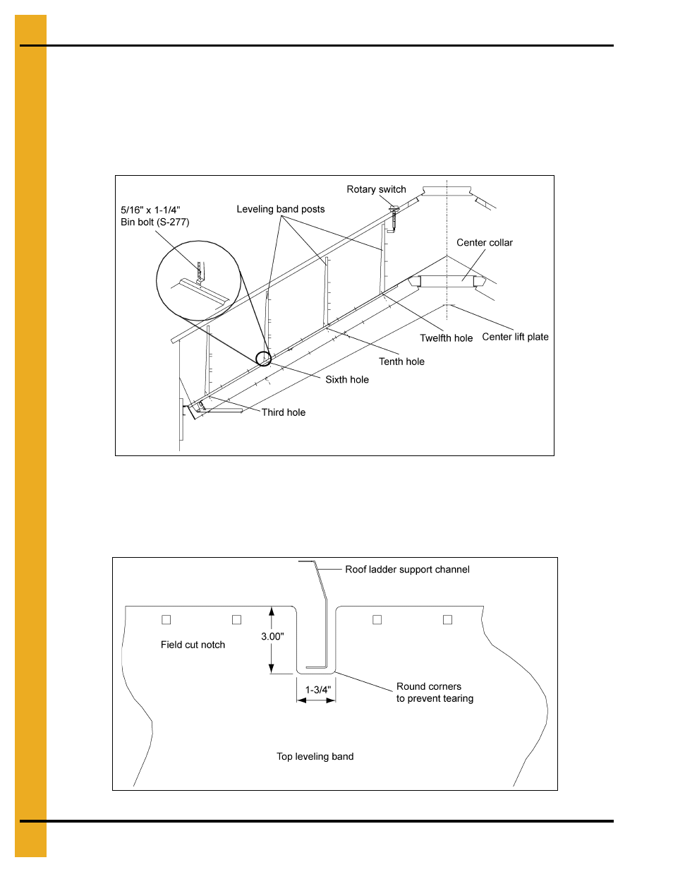 36' leveling band post installation, Leveling band installation | Grain Systems PNEG-1276 User Manual | Page 46 / 78