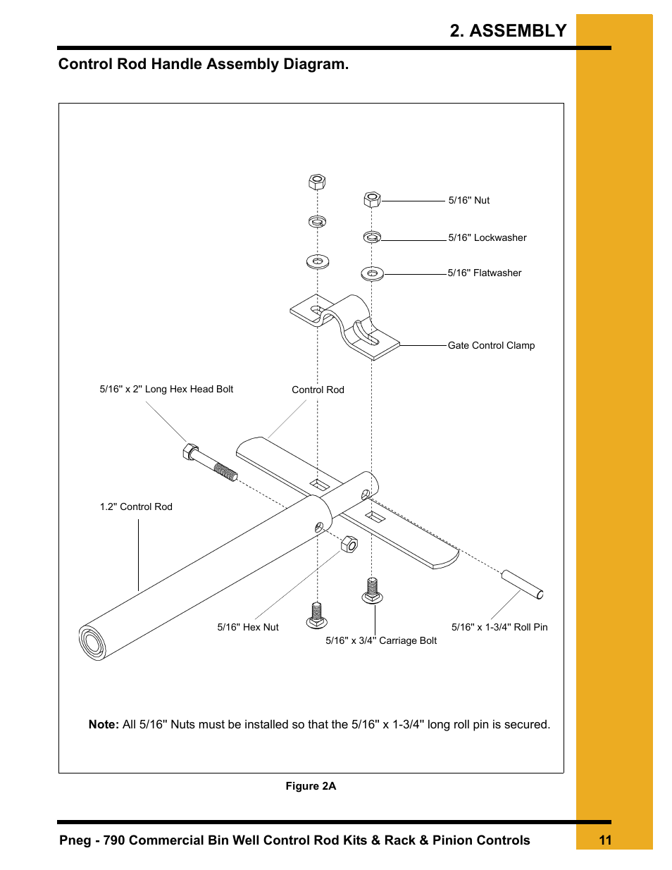 Assembly, Chapter 3 assembly, Control rod handle assembly diagram | Grain Systems Unload Augers PNEG-790 User Manual | Page 11 / 18