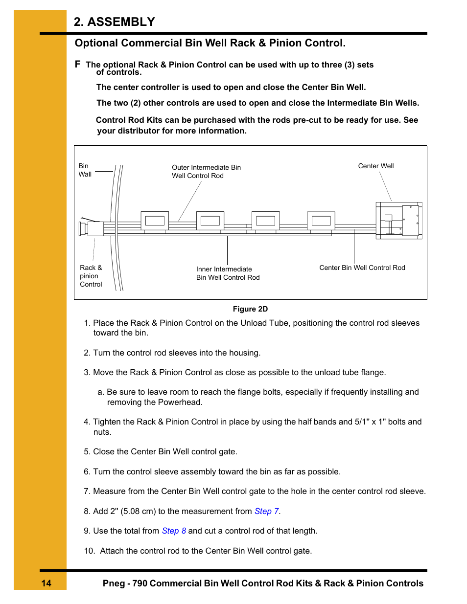 Optional commercial bin well rack & pinion control, Assembly | Grain Systems Unload Augers PNEG-790 User Manual | Page 14 / 18