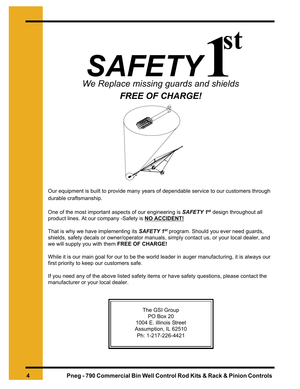 Safety | Grain Systems Unload Augers PNEG-790 User Manual | Page 4 / 18