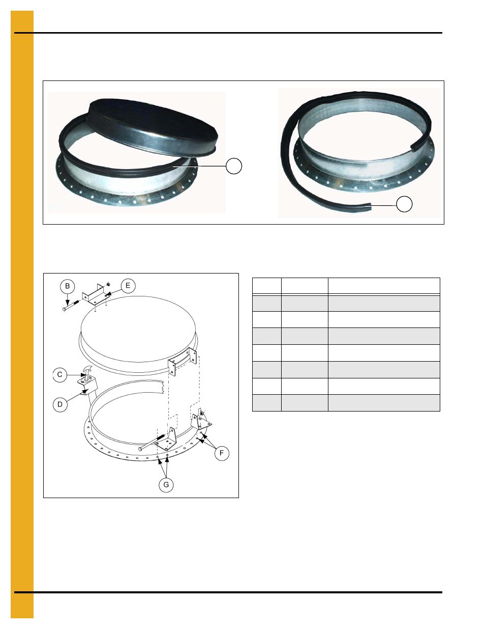 Roof cap, Bulb seal kit (optional), Cap hold-down package | Roof cap and ground control | Grain Systems Tanks PNEG-1461 User Manual | Page 74 / 124