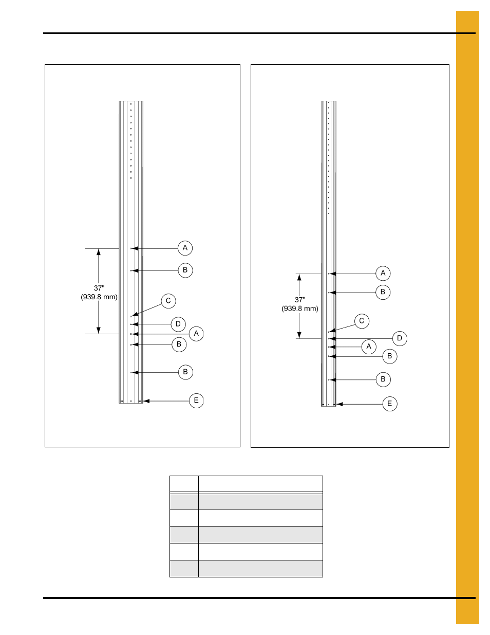 Bracing hole layouts, Legs and leg bracing | Grain Systems Tanks PNEG-1461 User Manual | Page 87 / 124