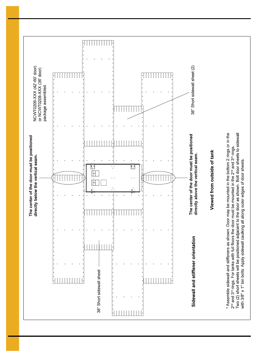 Door assembly, Chapter 4 door assembly, Sidewall/stiffener layout | Shown | Grain Systems Bin Accessories PNEG-1740 User Manual | Page 14 / 22