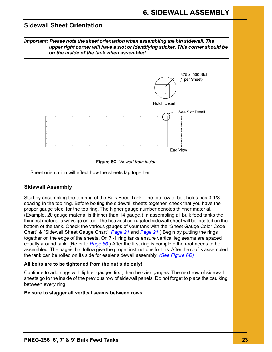 Sidewall sheet orientation, Sidewall assembly | Grain Systems Tanks PNEG-256 User Manual | Page 23 / 84