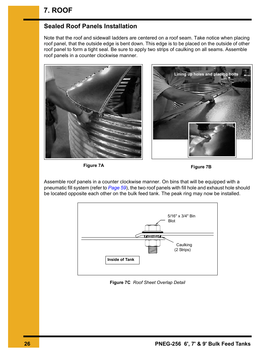 Chapter 7 roof, Sealed roof panels installation, Roof | Grain Systems Tanks PNEG-256 User Manual | Page 26 / 84