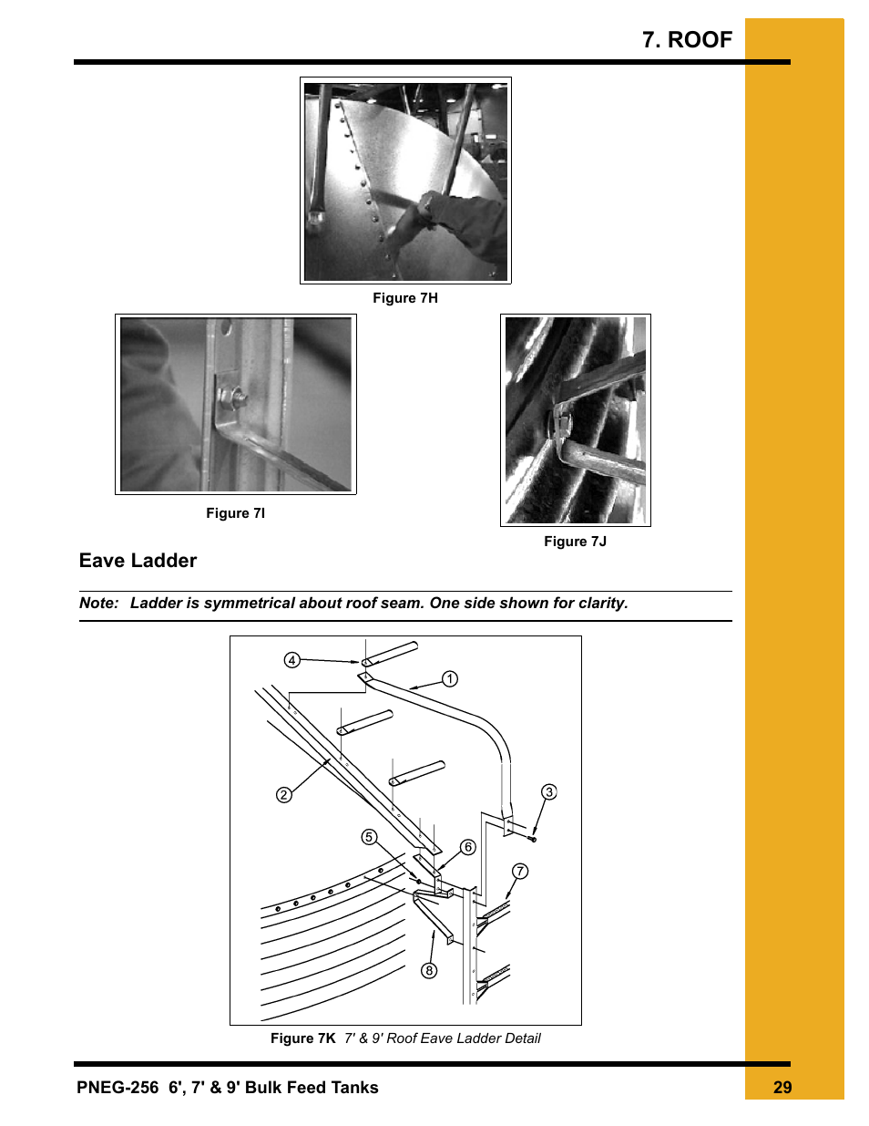 Eave ladder, See figure 7h), See figure 7j) | See figure 7i), Roof | Grain Systems Tanks PNEG-256 User Manual | Page 29 / 84