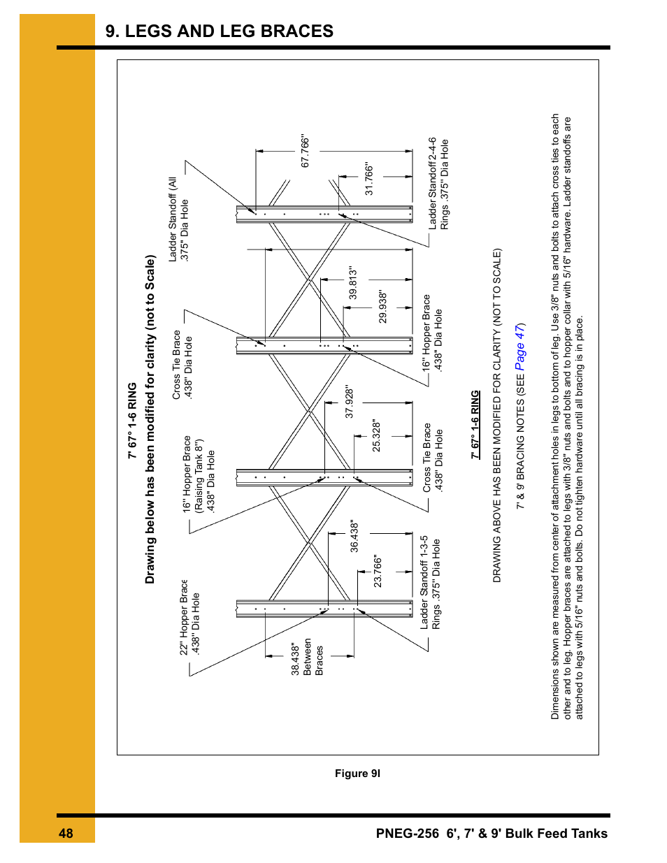 Legs and leg braces | Grain Systems Tanks PNEG-256 User Manual | Page 48 / 84