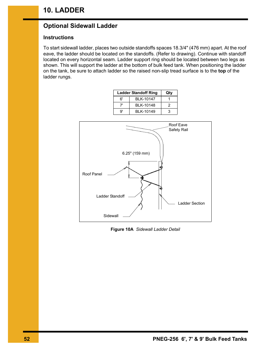 Chapter 10 ladder, Optional sidewall ladder, Ladder | Grain Systems Tanks PNEG-256 User Manual | Page 52 / 84