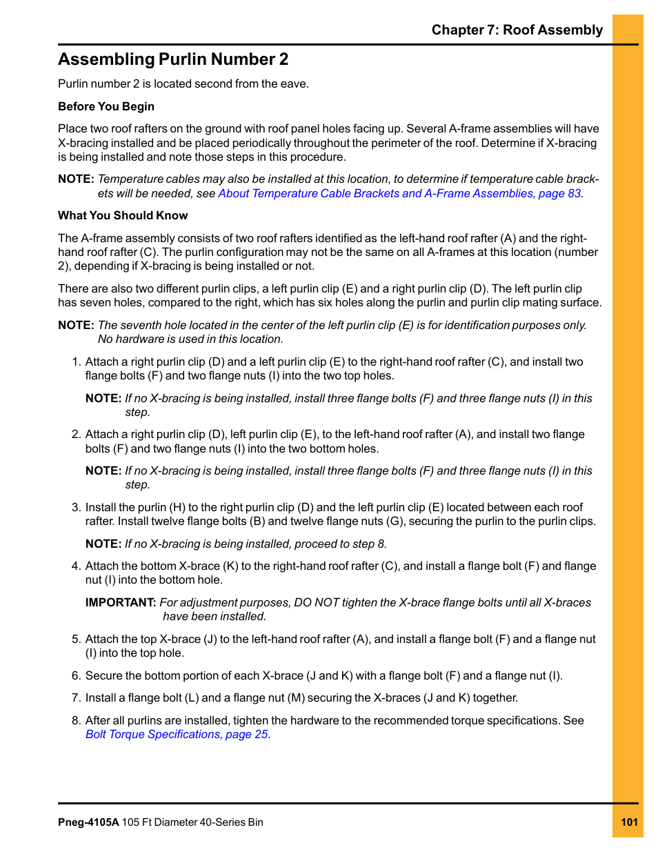 Assembling purlin number 2 | Grain Systems Tanks PNEG-4105A User Manual | Page 101 / 176