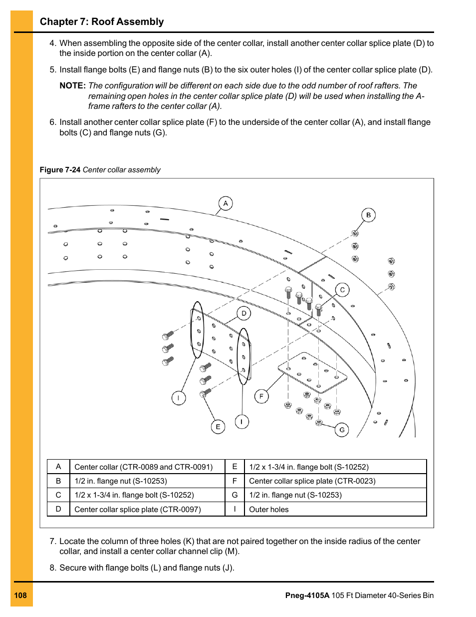 Chapter 7: roof assembly | Grain Systems Tanks PNEG-4105A User Manual | Page 108 / 176