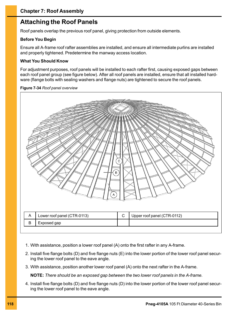 Attaching the roof panels | Grain Systems Tanks PNEG-4105A User Manual | Page 118 / 176