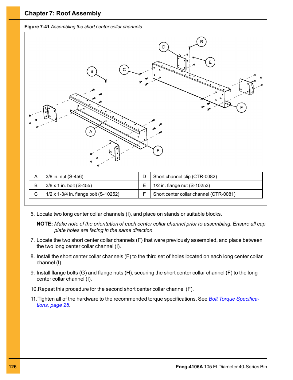 Chapter 7: roof assembly | Grain Systems Tanks PNEG-4105A User Manual | Page 126 / 176