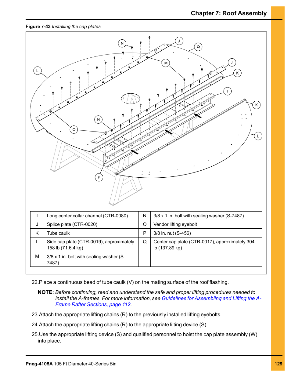 Chapter 7: roof assembly | Grain Systems Tanks PNEG-4105A User Manual | Page 129 / 176