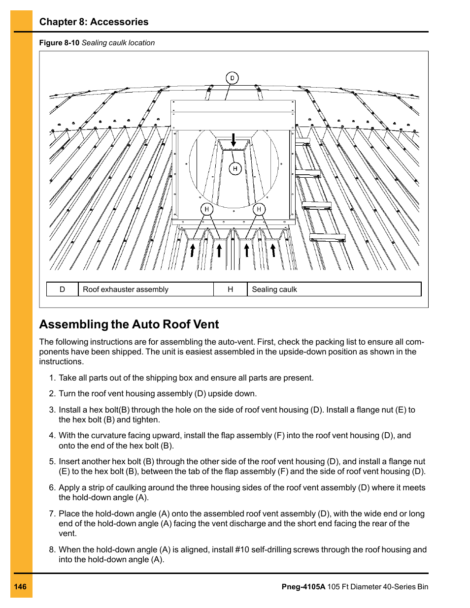 Assembling the auto roof vent | Grain Systems Tanks PNEG-4105A User Manual | Page 146 / 176