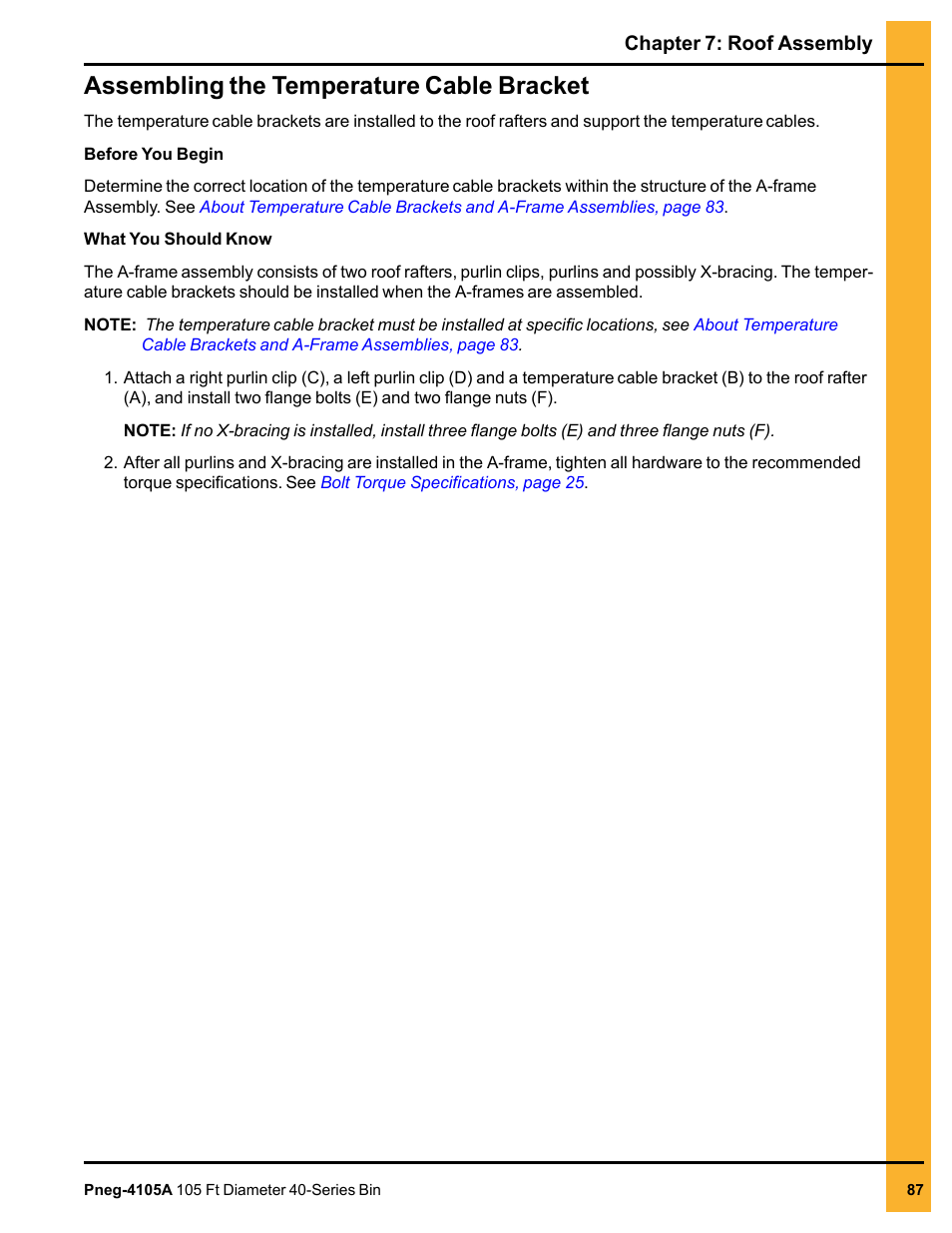 Assembling the temperature cable bracket | Grain Systems Tanks PNEG-4105A User Manual | Page 87 / 176