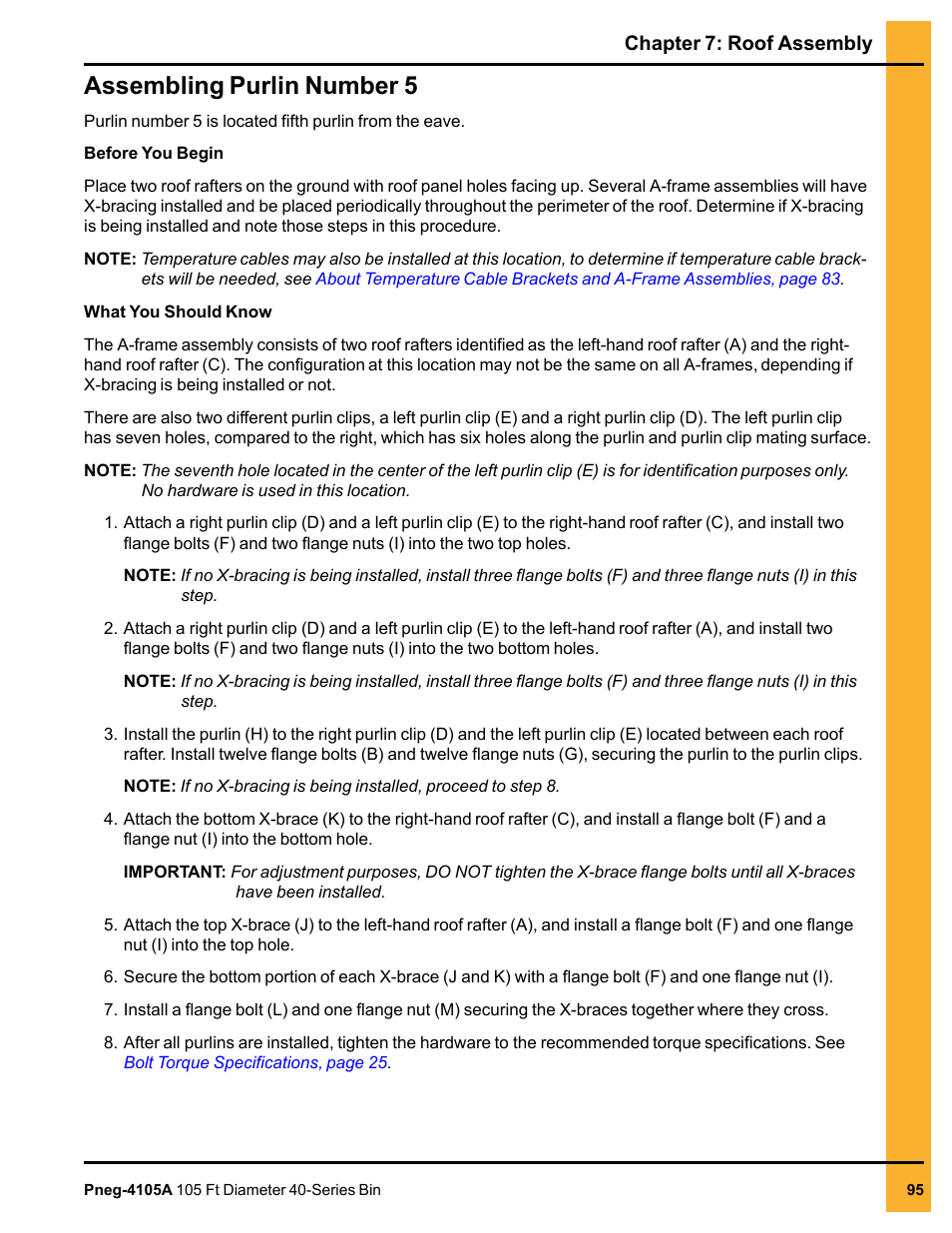 Assembling purlin number 5 | Grain Systems Tanks PNEG-4105A User Manual | Page 95 / 176