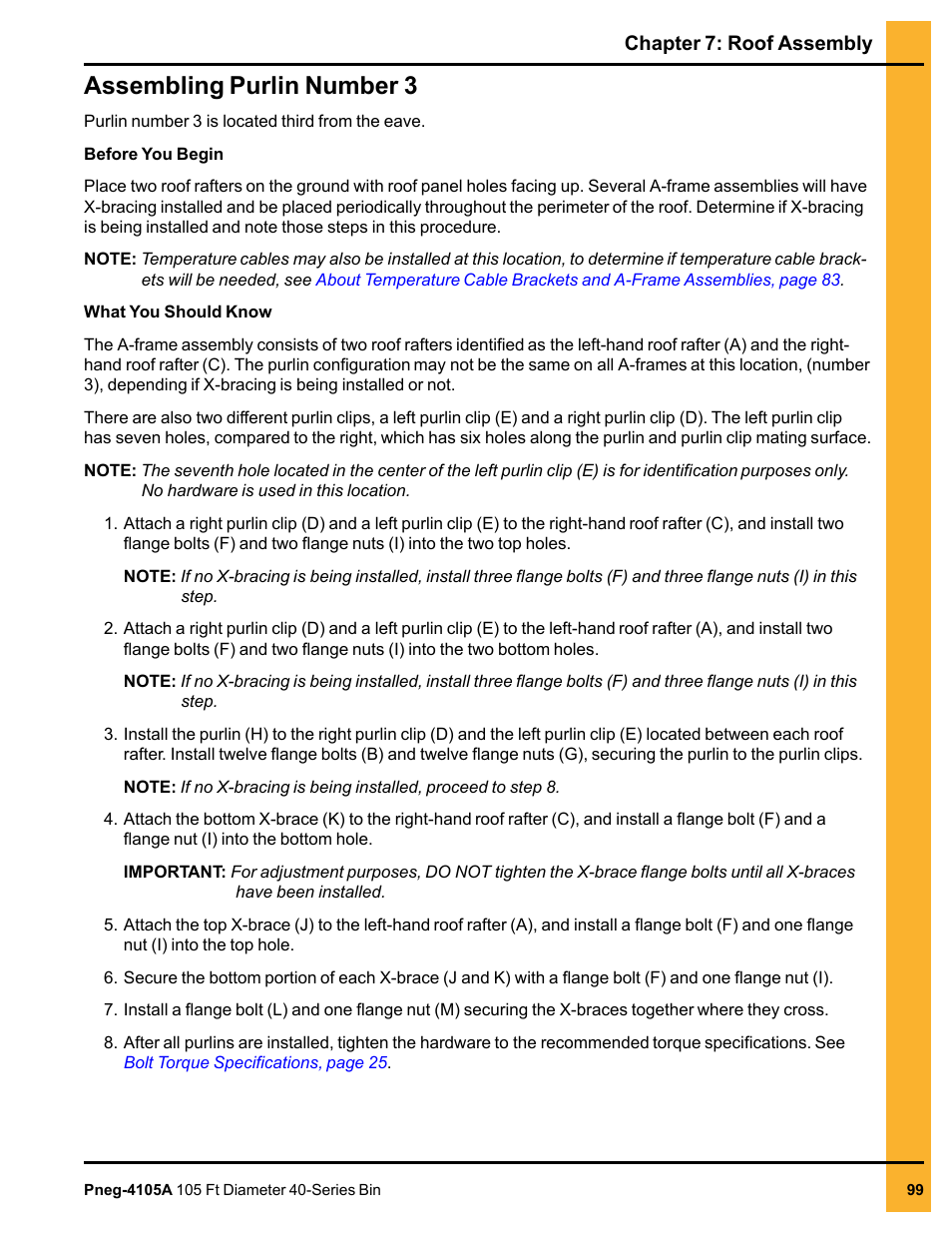 Assembling purlin number 3 | Grain Systems Tanks PNEG-4105A User Manual | Page 99 / 176