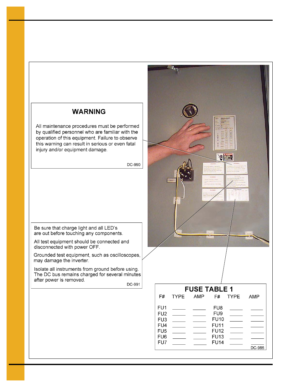 Safety decals # dc-985, dc-990 and dc-991 | Grain Systems PNEG-707GSI User Manual | Page 12 / 446