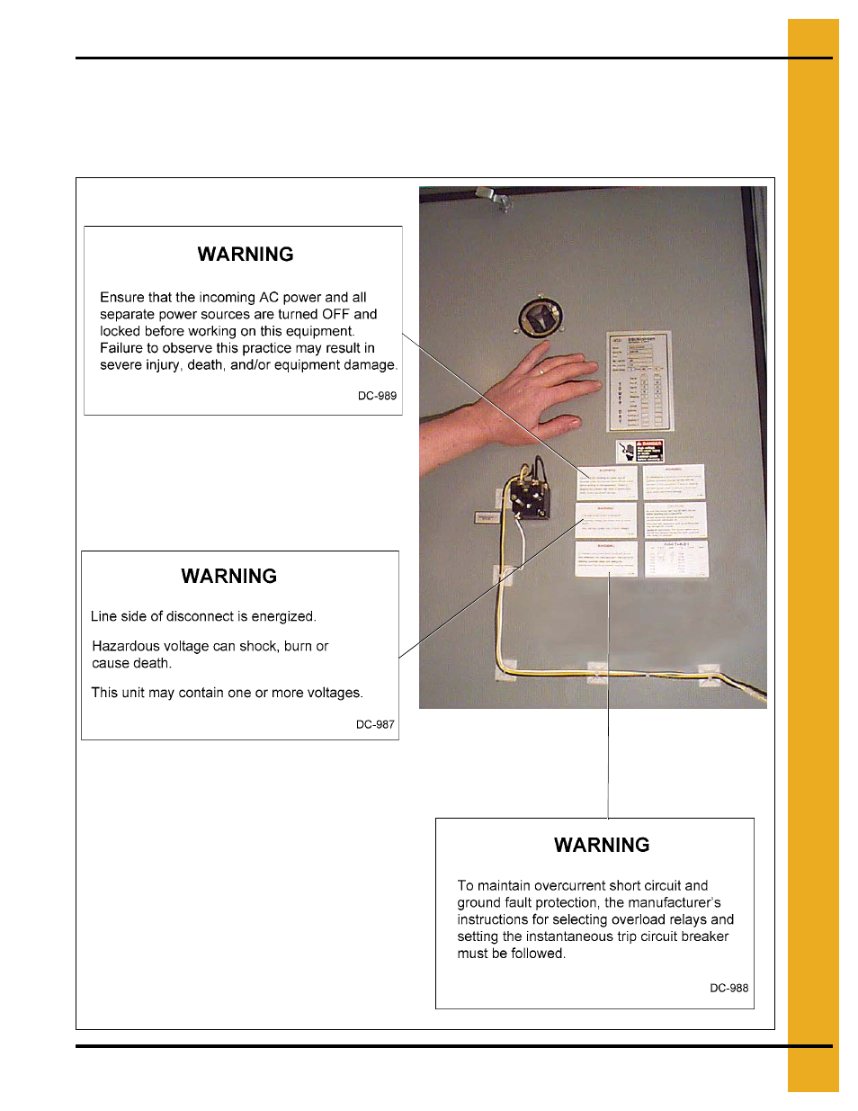 Safety decals # dc-987, dc-988 and dc-989 | Grain Systems PNEG-707GSI User Manual | Page 13 / 446