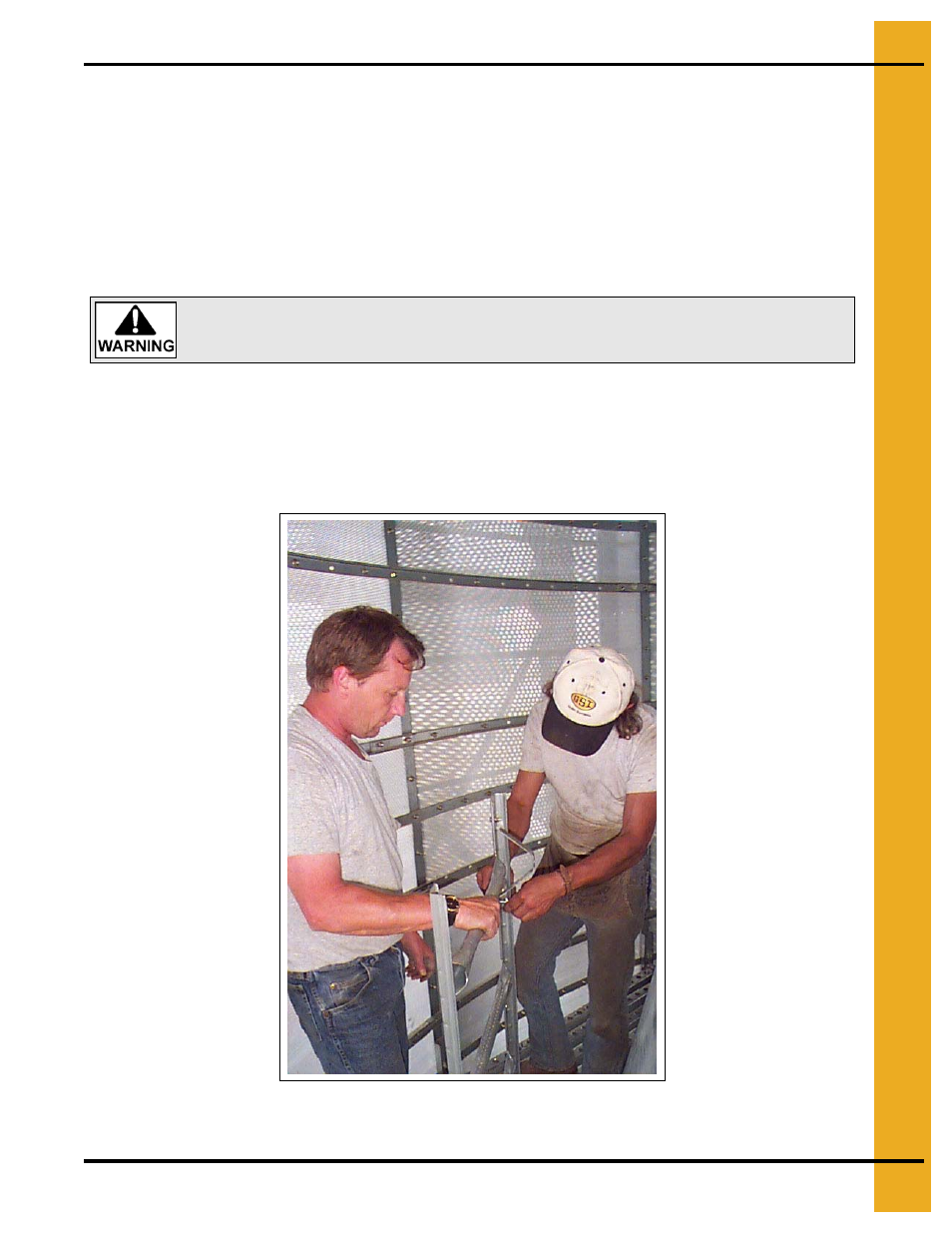 One (1) burner housing ladder, Placement of burner housing ladder | Grain Systems PNEG-707GSI User Manual | Page 137 / 446