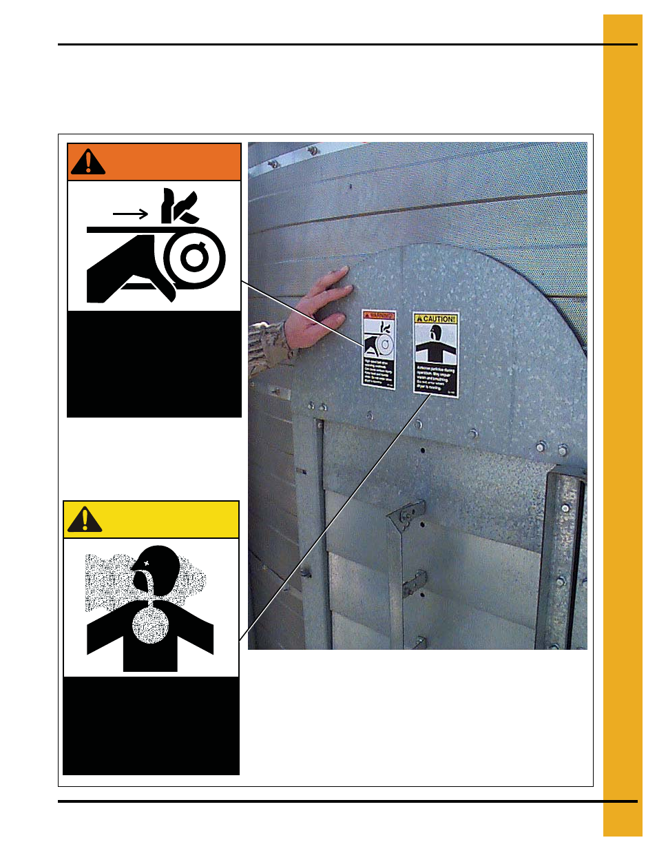 Safety decals # dc-1063 and dc-1064, Warning, Caution | Grain Systems PNEG-707GSI User Manual | Page 15 / 446