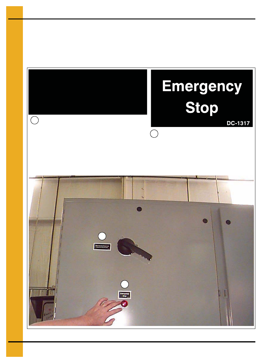 Safety decals # dc-1223 and dc-1317, Main electrical disconnect, Location of decal | Grain Systems PNEG-707GSI User Manual | Page 16 / 446