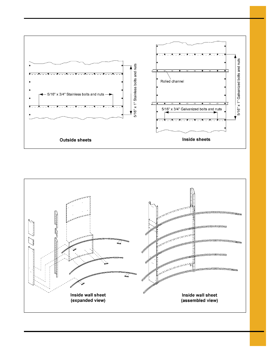 Wall sheet attachment guidelines - all models, Inside wall sheet placement - all models | Grain Systems PNEG-707GSI User Manual | Page 39 / 446