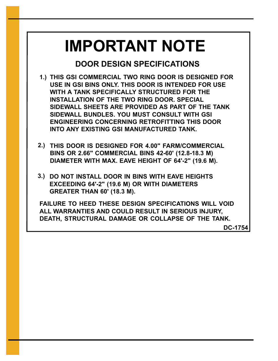 Door design specifications | Grain Systems Bin Accessories PNEG-1360 User Manual | Page 14 / 24