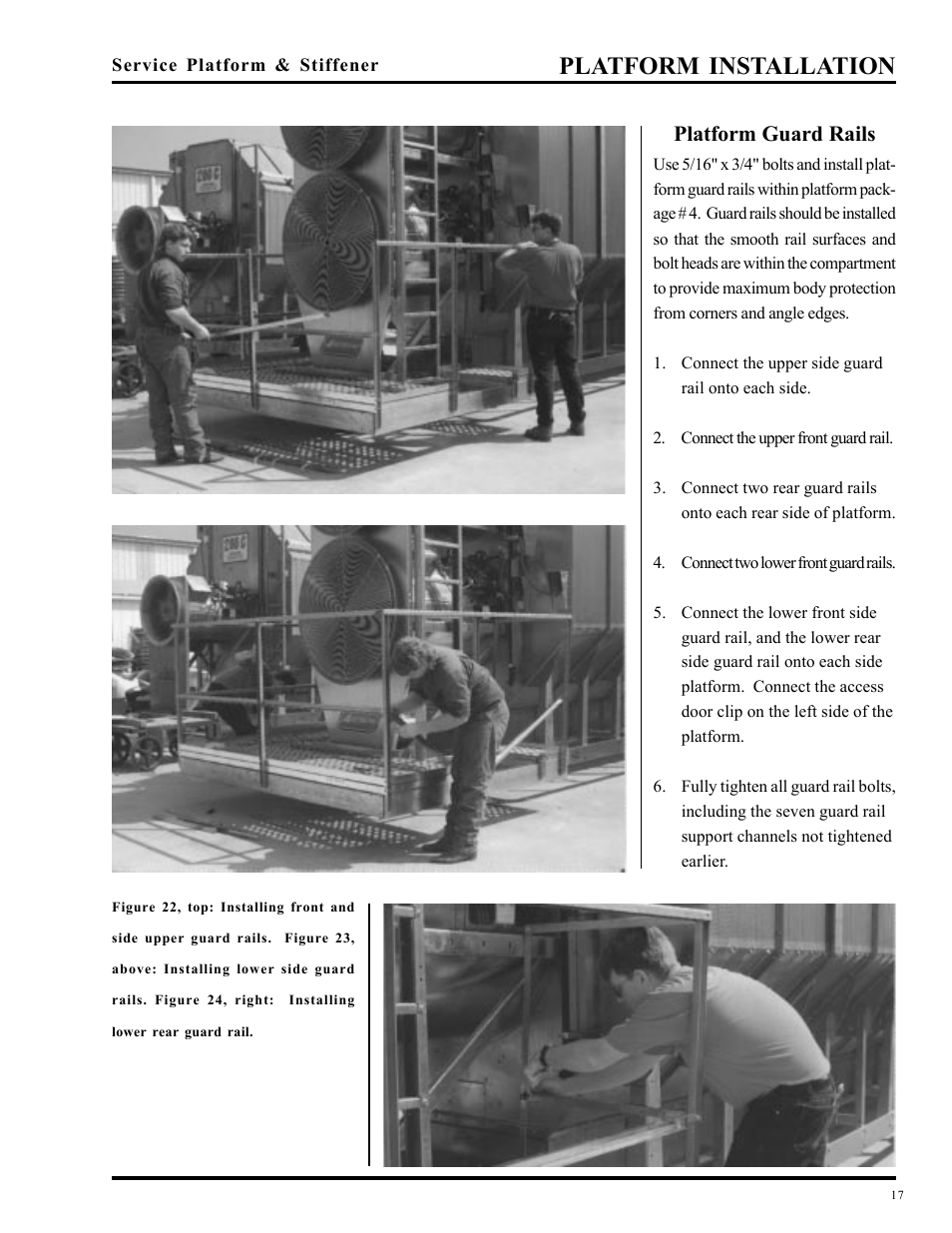 Platform installation, Platform guard rails | Grain Systems PNEG-349 User Manual | Page 17 / 32