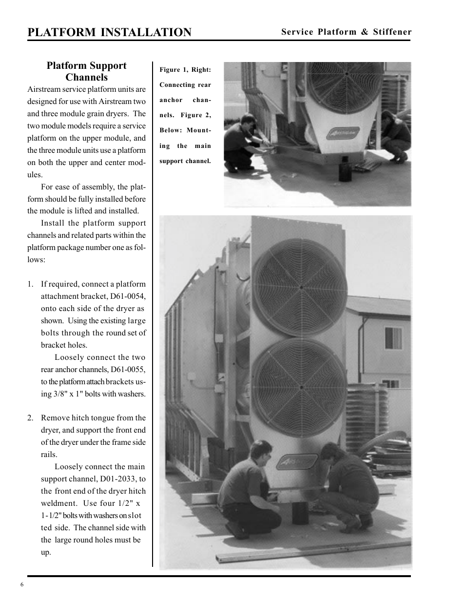 Platform installation, Platform support channels | Grain Systems PNEG-349 User Manual | Page 6 / 32