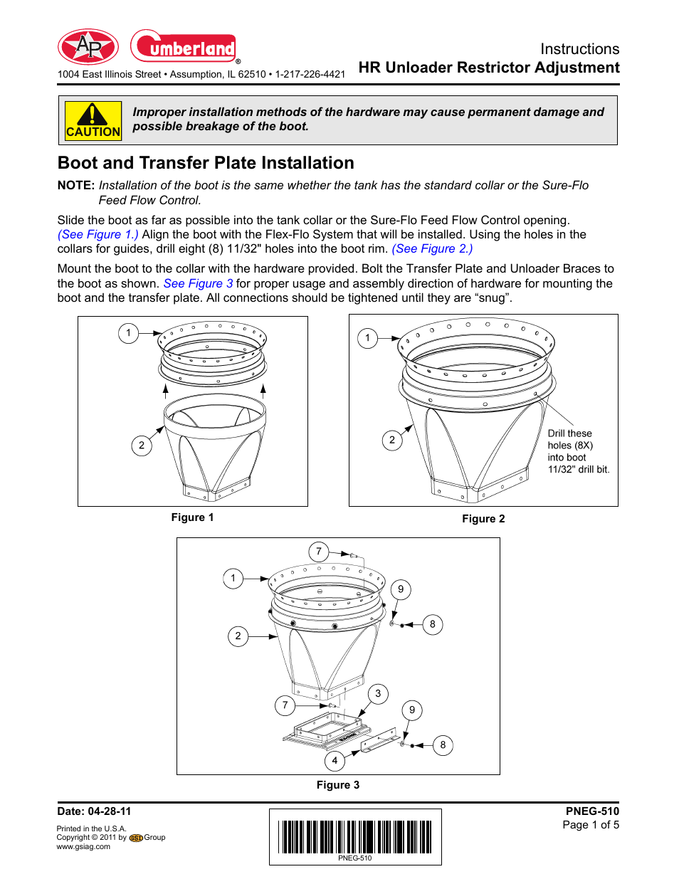 Grain Systems Bin Accessories PNEG-510 User Manual | 5 pages