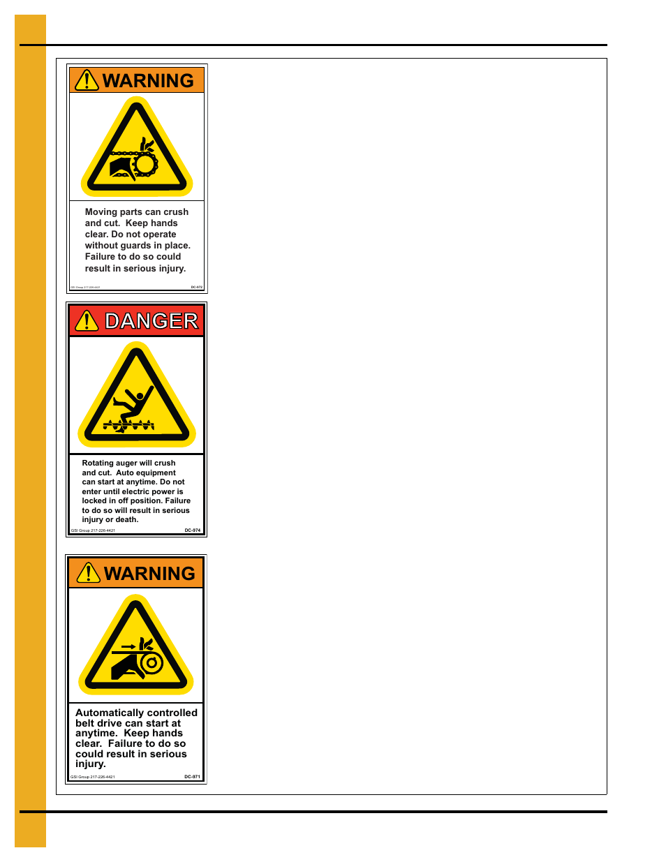 Danger, Warning, Decals | Grain Systems PNEG-1935 User Manual | Page 10 / 92