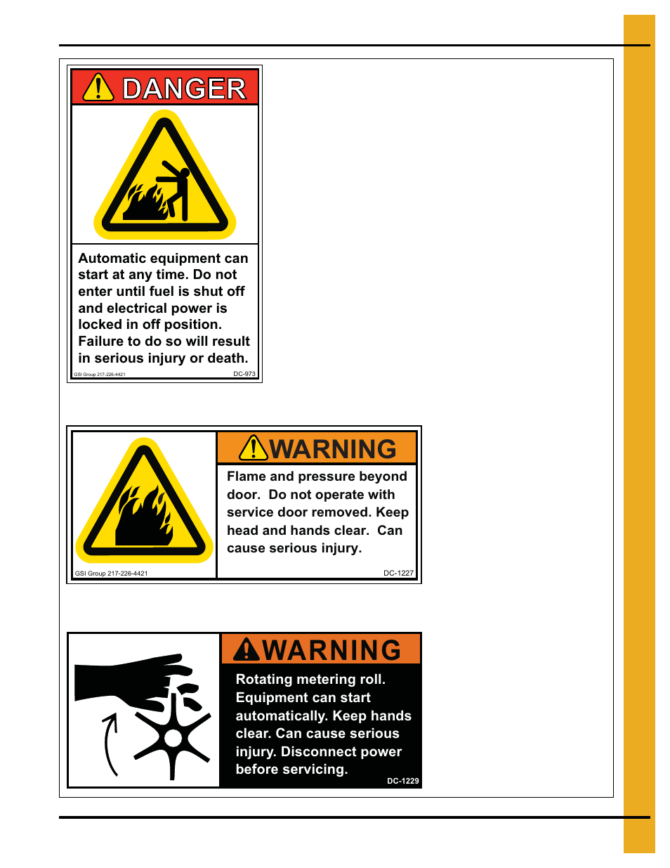 Danger, Warning | Grain Systems PNEG-1935 User Manual | Page 11 / 92