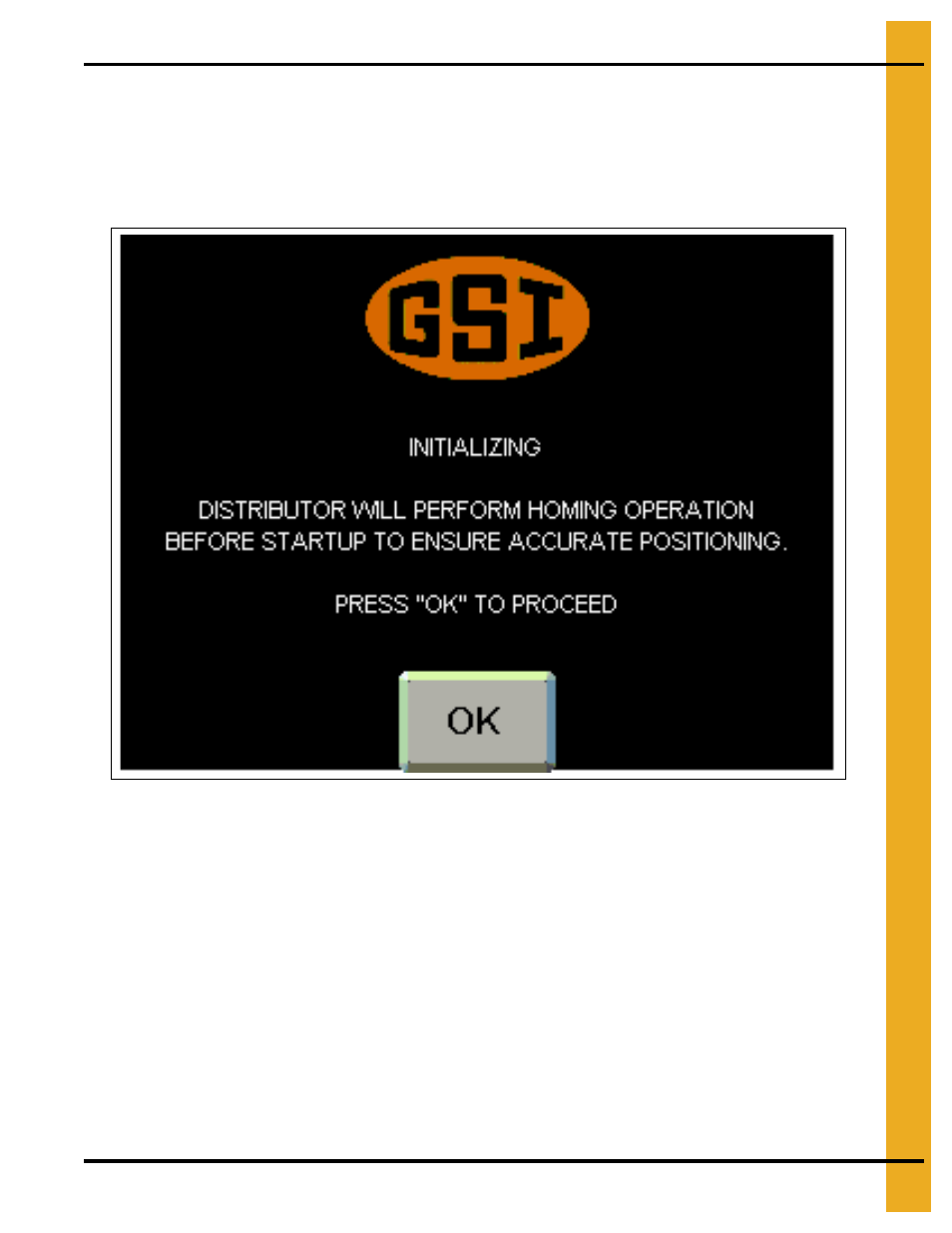 Operation procedures, Chapter 4 operation procedures, Initializing screen | Grain Systems Bucket Elevtors, Conveyors, Series II Sweeps PNEG-1813 User Manual | Page 31 / 56