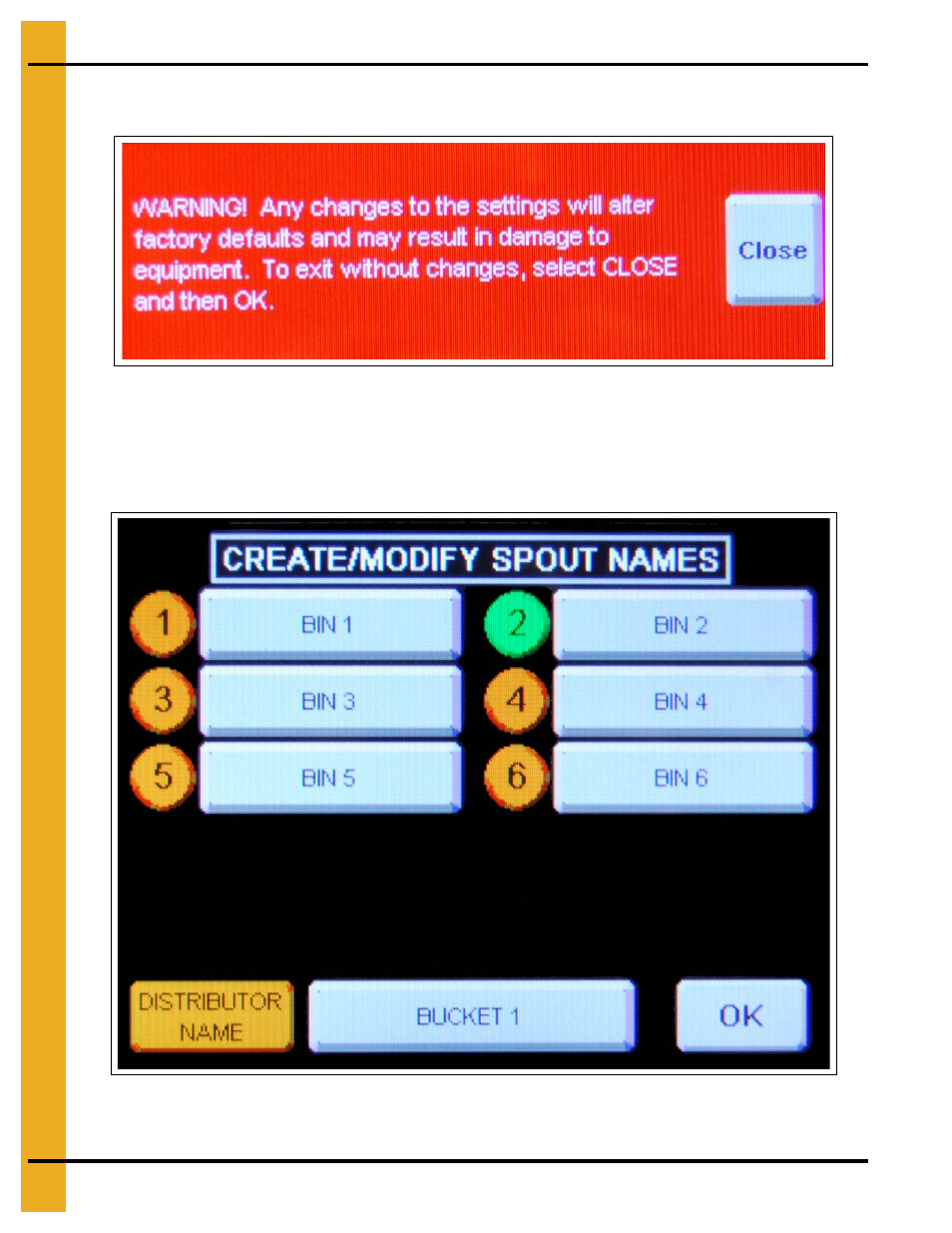 Position names screen | Grain Systems Bucket Elevtors, Conveyors, Series II Sweeps PNEG-1813 User Manual | Page 38 / 56