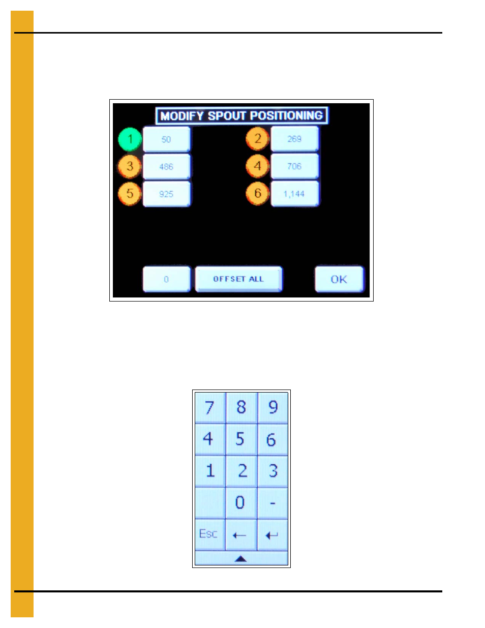 Position locations screen | Grain Systems Bucket Elevtors, Conveyors, Series II Sweeps PNEG-1813 User Manual | Page 40 / 56