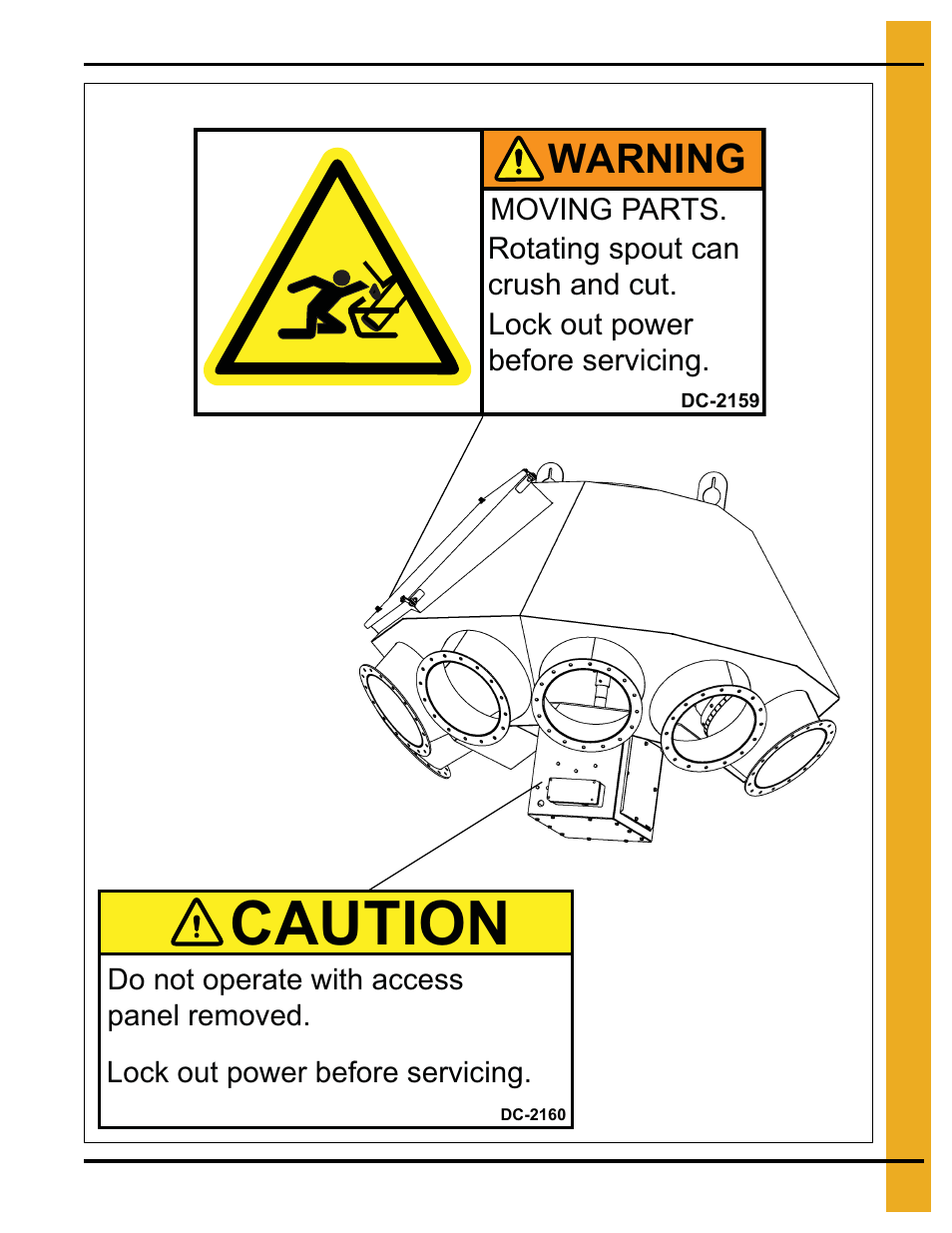 Decals, Chapter 2 decals, Caution | Warning | Grain Systems Bucket Elevtors, Conveyors, Series II Sweeps PNEG-1813 User Manual | Page 7 / 56
