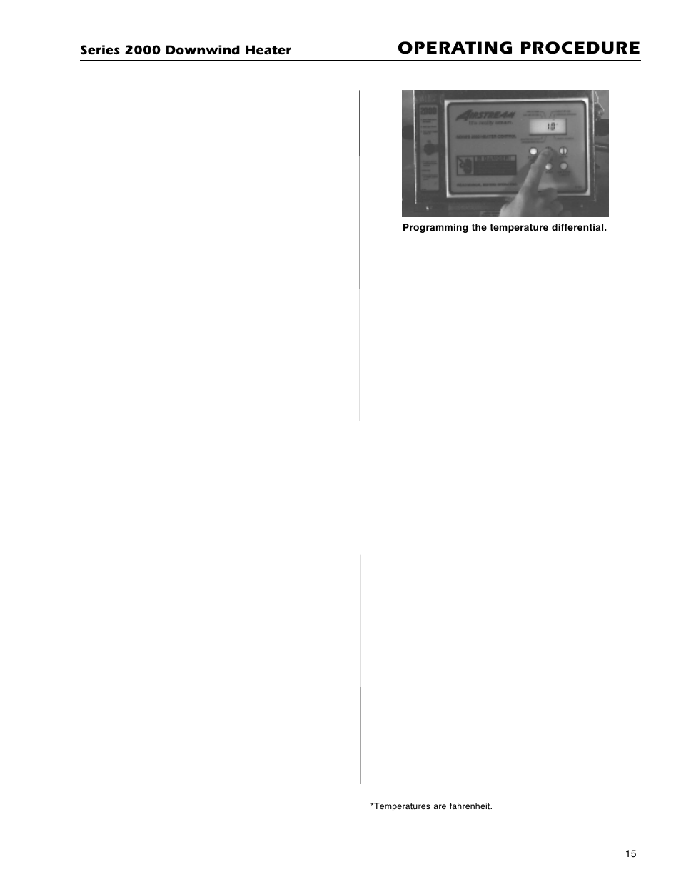 Operating procedure, Setting gas pressure starting the dryer | Grain Systems PNEG-591 User Manual | Page 15 / 45
