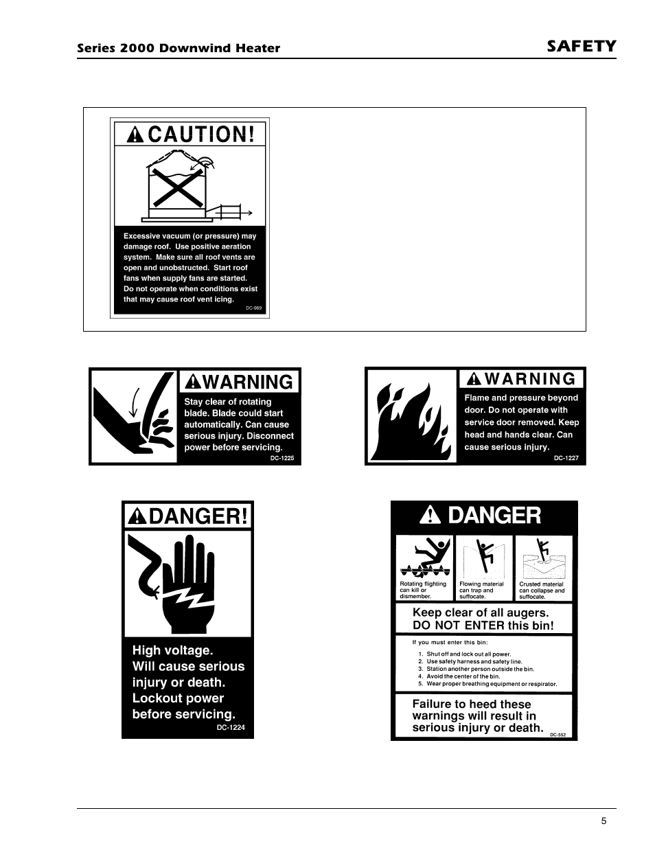Safety, Roof damage warning and disclaimer | Grain Systems PNEG-591 User Manual | Page 5 / 45
