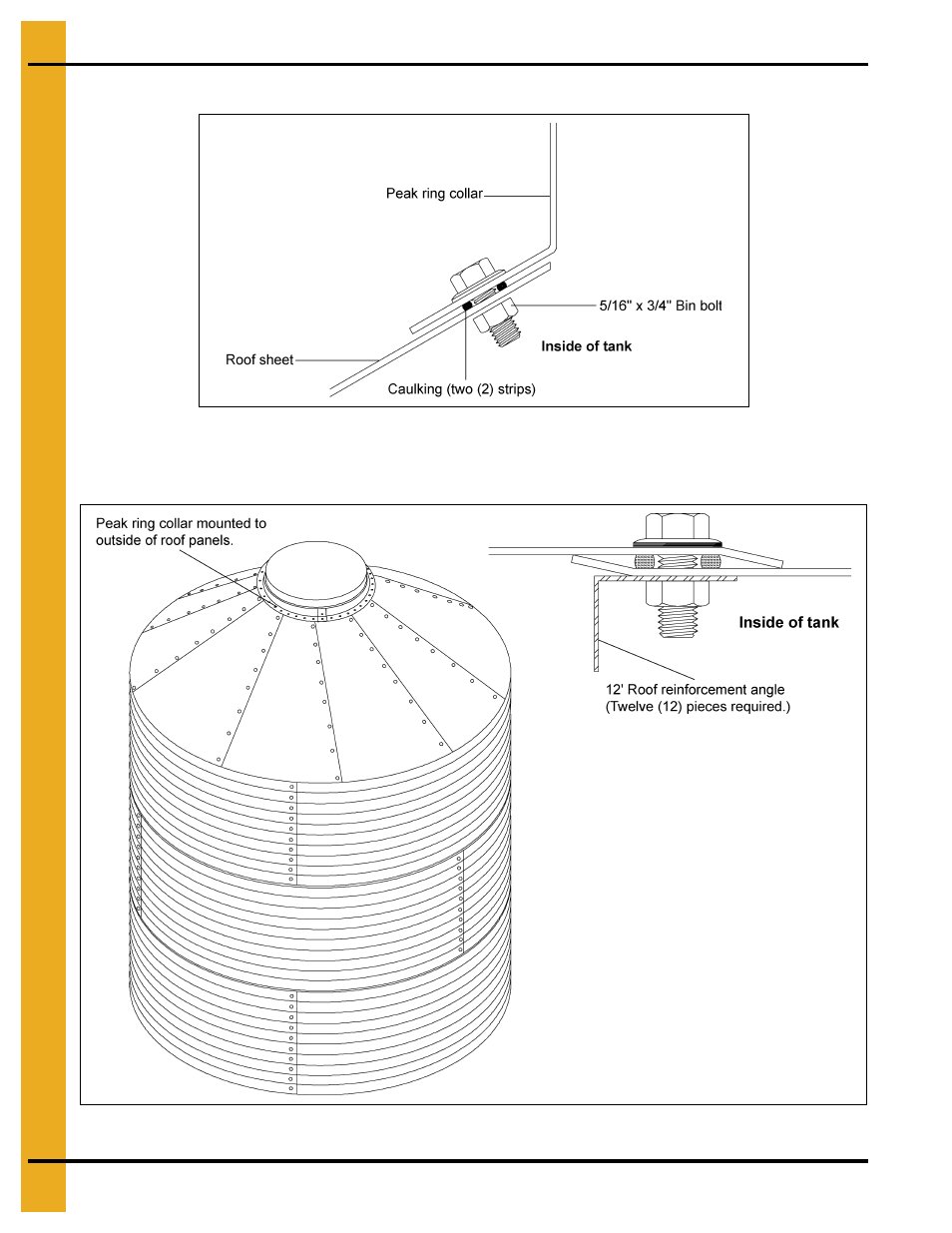 12' roof reinforcement angle | Grain Systems Tanks PNEG-257 User Manual | Page 32 / 98